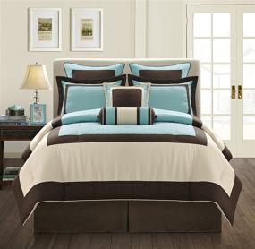 img 1 attached to 🛏️ Fashion Street Gramercy 12-Piece Comforter Set: Chic Aqua/Brown Queen Bedding for Modern Style