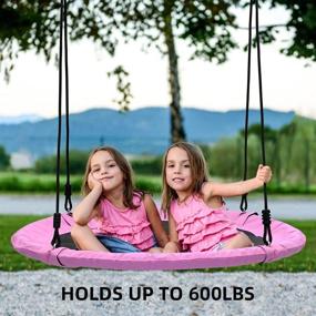 img 1 attached to Pink Saucer Tree Swing for Kids - 40 Inch Diameter, 660lb Weight Capacity, Easy Installation, Waterproof Outdoor Swing Set for Kids Playground, Backyard and Playroom (PinkSwing01)