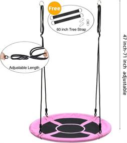 img 3 attached to Pink Saucer Tree Swing for Kids - 40 Inch Diameter, 660lb Weight Capacity, Easy Installation, Waterproof Outdoor Swing Set for Kids Playground, Backyard and Playroom (PinkSwing01)