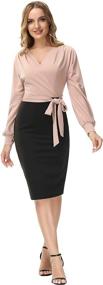 img 3 attached to Elegant Batwing Business Colorblock Pink Black Women's Clothing in Dresses