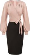 elegant batwing business colorblock pink black women's clothing in dresses logo