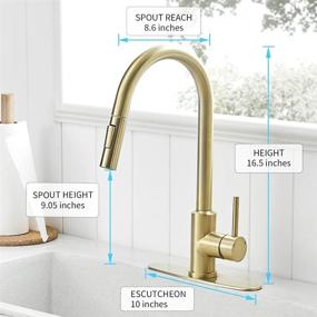 img 3 attached to 🚰 Gold Touch Single Handle Kitchen Faucet with Pull Down Sprayer - Automatic Brass Sink Faucet with Pull Out Sprayer - Smart Gold Kitchen Faucet - Brushed Gold Stainless Steel Kitchen Faucet