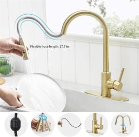 img 2 attached to 🚰 Gold Touch Single Handle Kitchen Faucet with Pull Down Sprayer - Automatic Brass Sink Faucet with Pull Out Sprayer - Smart Gold Kitchen Faucet - Brushed Gold Stainless Steel Kitchen Faucet