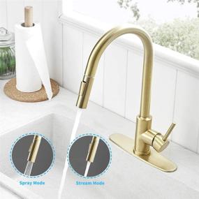 img 1 attached to 🚰 Gold Touch Single Handle Kitchen Faucet with Pull Down Sprayer - Automatic Brass Sink Faucet with Pull Out Sprayer - Smart Gold Kitchen Faucet - Brushed Gold Stainless Steel Kitchen Faucet