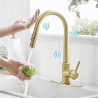 🚰 gold touch single handle kitchen faucet with pull down sprayer - automatic brass sink faucet with pull out sprayer - smart gold kitchen faucet - brushed gold stainless steel kitchen faucet logo