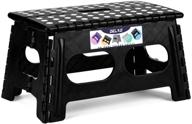 🪜 delxo folding step stools for kids and adults - 15-inch extra wide, 9-inch height, heavy duty stepping stool for safety and comfort - non slip foldable step stool in black logo