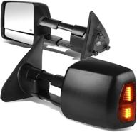 🔌 dna motoring twm-038-t888-bk-am towing side mirrors: compatible with 07-16 tundra, pair of powered heated + turn signal light black mirrors logo