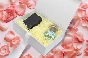 img 2 attached to 🎁 10.6x7.5x3.1 Inches Collapsible Gift Boxes - Set of 2 Large White and Black Boxes with Ribbon and Magnetic Closure, Perfect for Bridesmaid/Groomsmen Proposal and Reusable Cardboard Gift Packaging