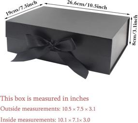 img 1 attached to 🎁 10.6x7.5x3.1 Inches Collapsible Gift Boxes - Set of 2 Large White and Black Boxes with Ribbon and Magnetic Closure, Perfect for Bridesmaid/Groomsmen Proposal and Reusable Cardboard Gift Packaging