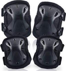 img 4 attached to ActionUnion Tactical Shooting Elbow Pad and Knee Pads Set - Military Army Gear for Protection in CS Paintball, Biking, Skating, and Combat Games