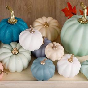 img 1 attached to 🍁 winemana Artificial Pumpkin Set: 19 Foam Pumpkins, 8 Sizes, 12 Colors - Perfect Thanksgiving Decorations for Home, Wedding, Fall Party