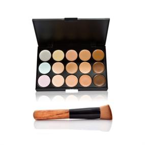 img 3 attached to 🎨 AMarkUp 15-Color Concealer Makeup Cream Care Camouflage Contour Palette + Sponge Puff + Oblique Head Foundation Brush (Type 1 + Brush Puff)