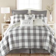 🛏️ levtex home - camden grey and cream buffalo check full/queen quilt set - includes quilt (88 x 92 in.) and 2 standard pillow shams (26 x 20 in.) - reversible cotton pattern logo