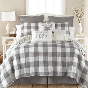 img 4 attached to 🛏️ Levtex Home - Camden Grey and Cream Buffalo Check Full/Queen Quilt Set - Includes Quilt (88 x 92 in.) and 2 Standard Pillow Shams (26 x 20 in.) - Reversible Cotton Pattern