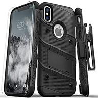 zizo bolt series with free iphone x screen protector and kickstand, 12 ft. military grade drop tested holster belt clip logo