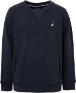 👕 stylish nautica big boys' pullover crew neck sweatshirt for ultimate comfort and trendy look logo