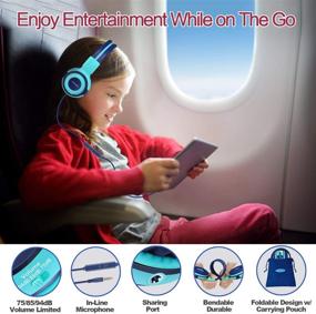 img 3 attached to 🎧 2-Pack SIMOLIO Kids Headphones with Mic, Volume Limited and Safe for Boys and Girls, Wired On-Ear Headphones for School, Travel - Mint and Pink