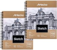 📒 artecho 9x12" sketch book, 100 sheets (60 lb/90gsm), spiral bound, art supplies sketch pad, acid-free drawing paper, ideal for kids & adults, natural white, pack of 2 logo