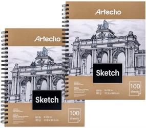 img 4 attached to 📒 Artecho 9x12" Sketch Book, 100 Sheets (60 lb/90gsm), Spiral Bound, Art Supplies Sketch Pad, Acid-Free Drawing Paper, Ideal for Kids & Adults, Natural White, Pack of 2