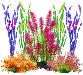img 4 attached to MyLifeUNIT Pack of 7 Artificial Aquarium Plants for Stunning Tank Decor