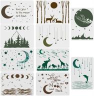 10 packs moon starts art stencils - night sky animal elk forest patterns for journaling, scrapbooking, diy home decor craft - a4 reusable mylar hollow template logo