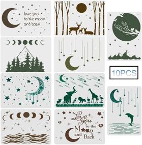 img 2 attached to 10 Packs Moon Starts Art Stencils - Night Sky Animal Elk Forest Patterns for Journaling, Scrapbooking, DIY Home Decor Craft - A4 Reusable Mylar Hollow Template