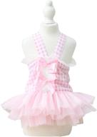 🐶 summer sweet puppy doggie princess camisole tutu dress with bowknit - marupet striped print, lace cake design логотип