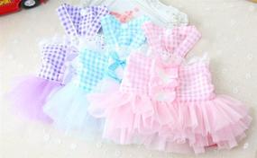 img 1 attached to 🐶 Summer Sweet Puppy Doggie Princess Camisole Tutu Dress with Bowknit - MaruPet Striped Print, Lace Cake Design