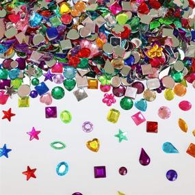 img 2 attached to 💎 FADIKX 1200 Pcs Acrylic Flatback Rhinestones, Assorted Shape Gems for DIY Craft Jewels, Gemstone Wedding Birthday Decoration Kit (6-13mm)