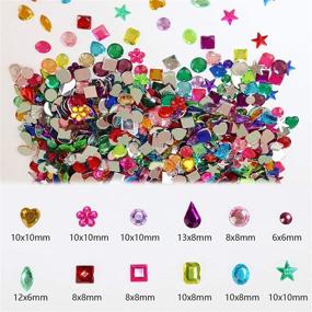 img 3 attached to 💎 FADIKX 1200 Pcs Acrylic Flatback Rhinestones, Assorted Shape Gems for DIY Craft Jewels, Gemstone Wedding Birthday Decoration Kit (6-13mm)