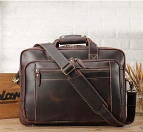 img 3 attached to 👜 Genuine Leather Vintage Briefcase: 17 Inch Laptop Case for Men, Brown Business Travel Messenger Crossbody Shoulder Bags Attache Case