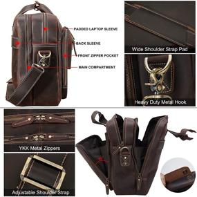 img 1 attached to 👜 Genuine Leather Vintage Briefcase: 17 Inch Laptop Case for Men, Brown Business Travel Messenger Crossbody Shoulder Bags Attache Case