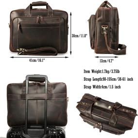 img 2 attached to 👜 Genuine Leather Vintage Briefcase: 17 Inch Laptop Case for Men, Brown Business Travel Messenger Crossbody Shoulder Bags Attache Case