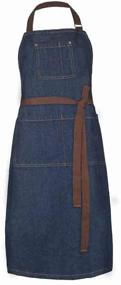 img 3 attached to 👨 SPRING SEAON Adjustable Denim Apron: Unisex Long Bib Apron for Chef BBQ Kitchen - Durable Cotton with Multi Pockets