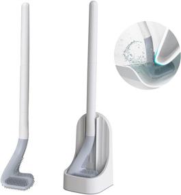 img 1 attached to 🏌️ Golf Toilet Bowl Brush and Holder Set - Flexible Silicone Cleaning Brush for Bathroom, Long Handled Toilet Cleaner - Wall Mounted