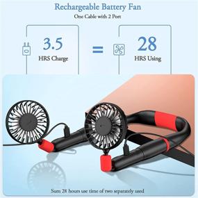 img 2 attached to 🌬️ TDONE Portable Neck Fan - Hands-Free and Personal with 2PCS Mini Fan, 4000mAh Battery, LCD, Rechargeable USB - 3 Speeds, Quiet, Wearable Neckband Fan for Outdoor Sports and Travel