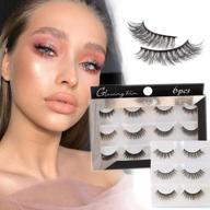 glowingwin faux mink lashes: natural look 3d volume false eyelashes for women - handmade, fluffy, reusable (6 pairs) logo