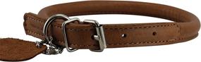 img 4 attached to Genuine Leather Rolled Dog Collar for Long Hair Dogs and Puppies - Neck Size: 13-16 Inches