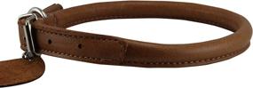 img 3 attached to Genuine Leather Rolled Dog Collar for Long Hair Dogs and Puppies - Neck Size: 13-16 Inches