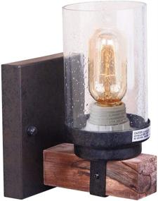 img 2 attached to 🏡 Rustic Wood Farmhouse Vanity Lights with Bubble Glass Shade for Bedroom, Kitchen, Living Room, Hallway - Anmytek W0018