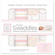 🌸 swaddledesigns muslin swaddle blankets, pink floral: perfect set of 4 for comfort and style logo