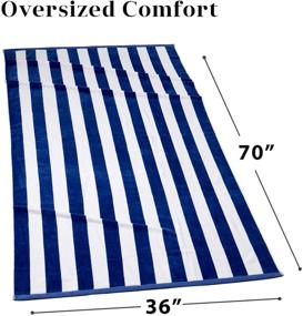 img 1 attached to 🏖️ Truly Lou Oversized Plush Cabana Beach Towel, Set of 2 Large Beach Towels (36x70), Luxurious 100% Soft Cotton, Cabana Stripe with Velour Weave, Ideal for Beach & Pool (Navy/White) - Enhanced SEO