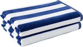img 3 attached to 🏖️ Truly Lou Oversized Plush Cabana Beach Towel, Set of 2 Large Beach Towels (36x70), Luxurious 100% Soft Cotton, Cabana Stripe with Velour Weave, Ideal for Beach & Pool (Navy/White) - Enhanced SEO
