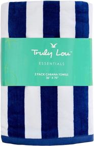 img 2 attached to 🏖️ Truly Lou Oversized Plush Cabana Beach Towel, Set of 2 Large Beach Towels (36x70), Luxurious 100% Soft Cotton, Cabana Stripe with Velour Weave, Ideal for Beach & Pool (Navy/White) - Enhanced SEO
