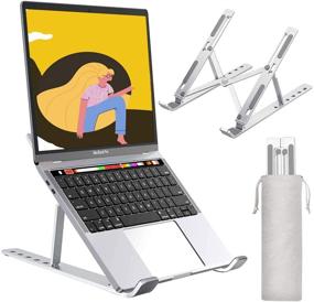 img 4 attached to 📚 Adjustable Height Laptop Stand: Portable Aluminum Notebook Holder for Desk - Compatible with MacBook Air Pro, Lenovo, Dell, 10-15.6” Laptops