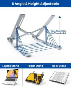 img 3 attached to 📚 Adjustable Height Laptop Stand: Portable Aluminum Notebook Holder for Desk - Compatible with MacBook Air Pro, Lenovo, Dell, 10-15.6” Laptops