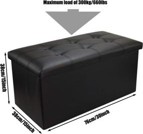 img 3 attached to 🪑 30-inch Foldable Pleather Ottoman Bench: Stylish House Storage and Organization Solution (Artificial Leather)