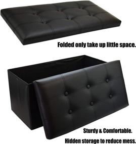 img 2 attached to 🪑 30-inch Foldable Pleather Ottoman Bench: Stylish House Storage and Organization Solution (Artificial Leather)