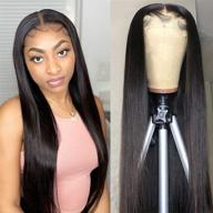 💇 silk straight 4x4 human hair closure wig - brazilian remy - 150% density - baby hair - 18 inch logo
