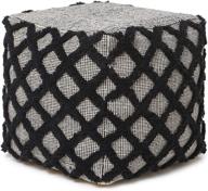 redearth unstuffed pouf ottoman cover – textured storage cube bean bag poof pouffe – accent chair seat footrest for living room, bedroom, nursery, kids room, patio, gym – made of 100% cotton – 20x20x20 inches – black logo